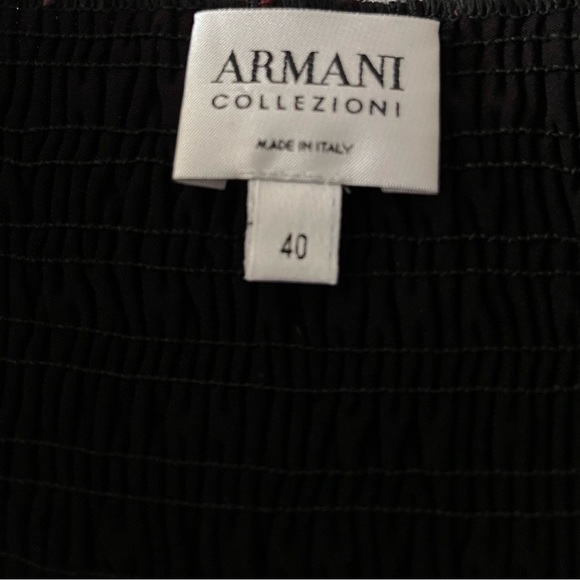 Giorgio Armani Collezioni Black Smocked Blouse with Sheer Sleeves 40 - Picture 2 of 5